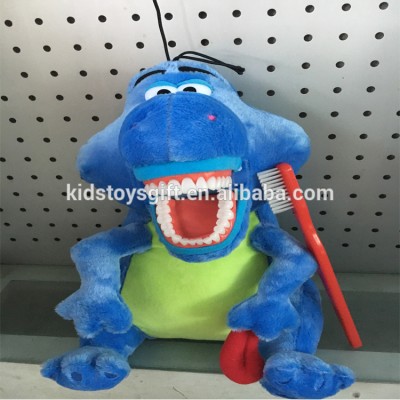 Dental kids Cute Plush eucational Brushing big tooth dinosaur toy