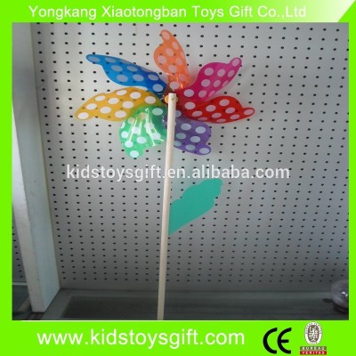 Decorative rainbow flower garden pinwheel/plastic colored pinwheel