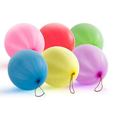 Neon Punch Balloons with Rubber Band Handles Assorted Colors