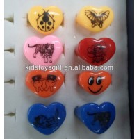 2013 Fashion assorted printing plastic rings toy for capsule