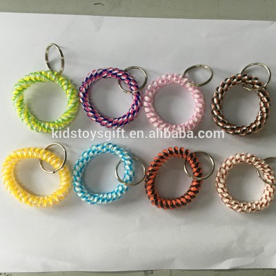 Mixed color plastic stretchable   spring  coil keychain  fashion  hair bands